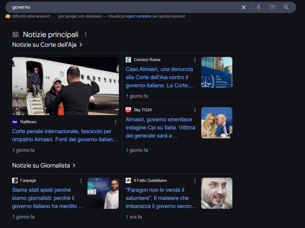 risultati notizie Google