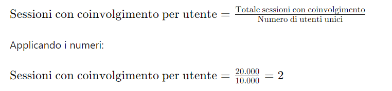 sessioni coinvolgimento per utente metrica SEO